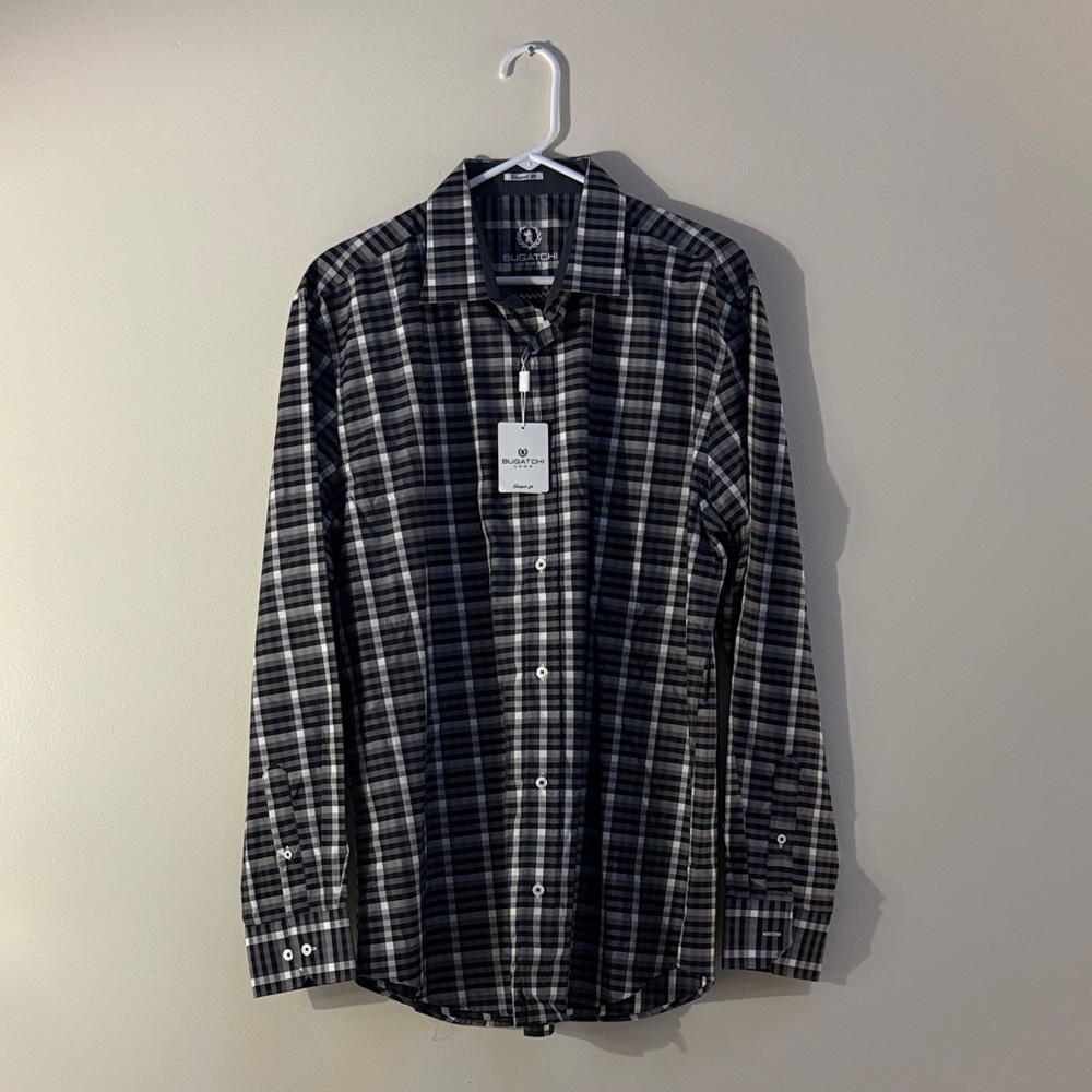 Bugatchi Uomo Charcoal Plaid Button-up Shirt